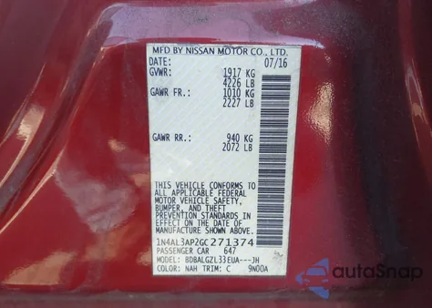 2016 Nissan Altima 2.5 S from USA, damaged, VIN 1N4AL3AP2GC271374